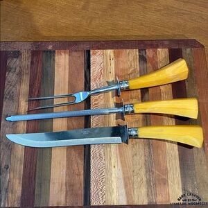Vintage Sheffield Washington Forge Carving Set with Bakelite Handles (c.1950s)